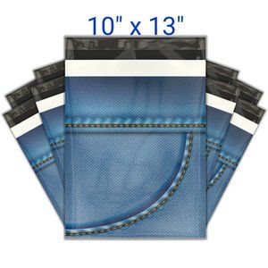 15 Blue Denim Designer Poly Mailer Bags 10"x13"
